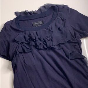 Haniiy Korea silk ruffle short sleeve crewneck top women’s chic classic medium